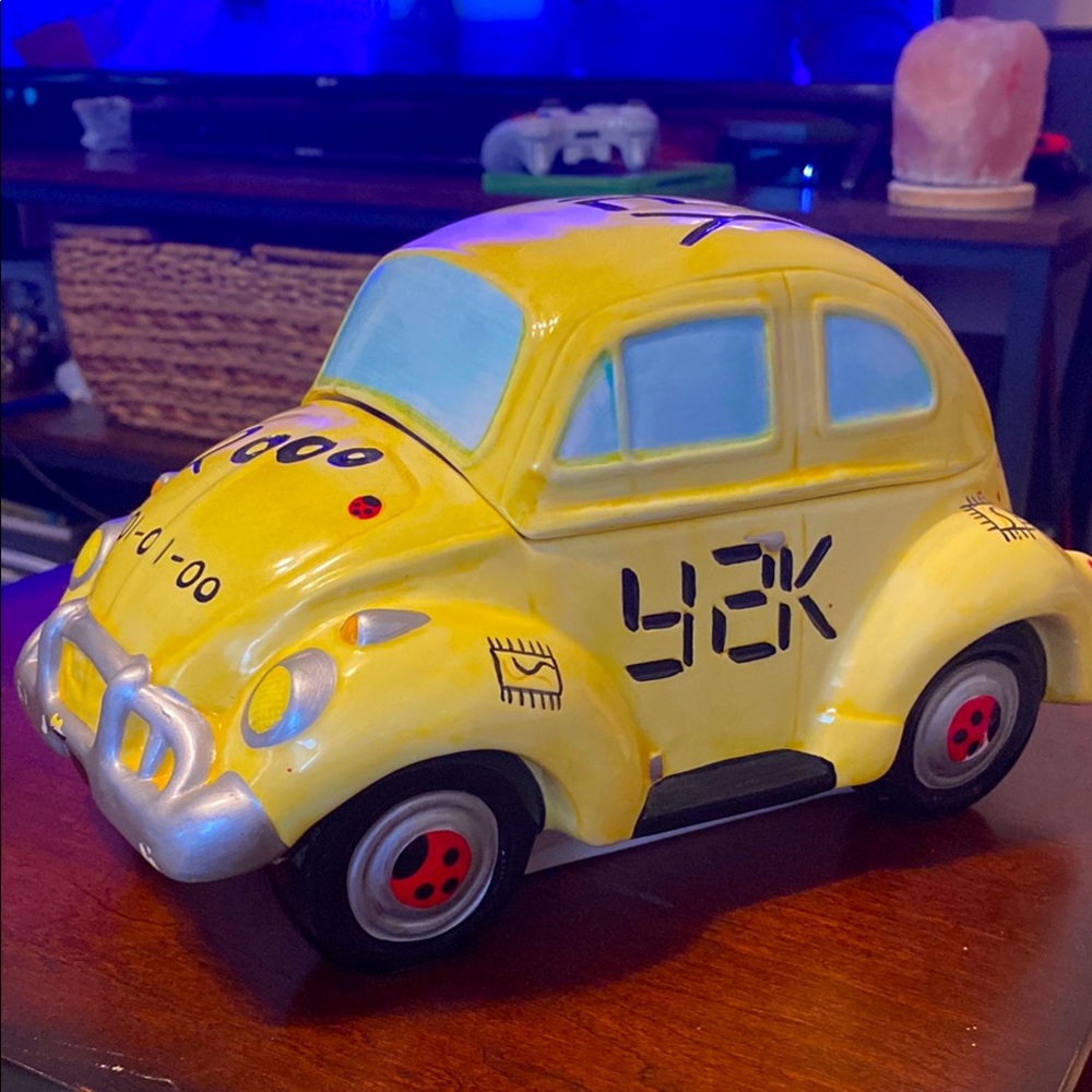 Vintage Y2K Lotus Volkswagen Beetle Cookie Jar ladybug HTF